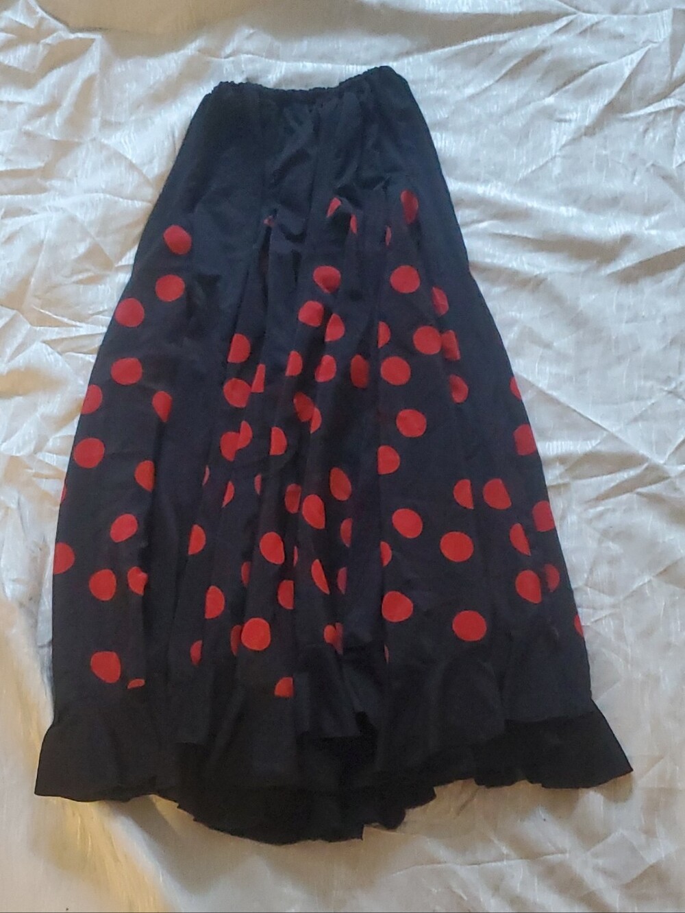 Women's Black Maxi Skirt with Red Polka Dots